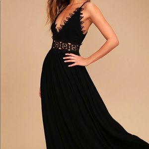 Lulus | This is Love Black Lace Maxi Dress